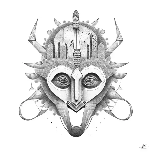 Something Between A Jappannese Omni Mask And African Tribesman Mask