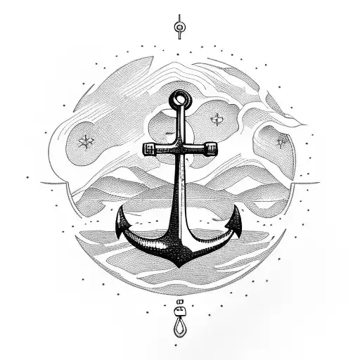 Anchor With Lake And Mountain Inside It