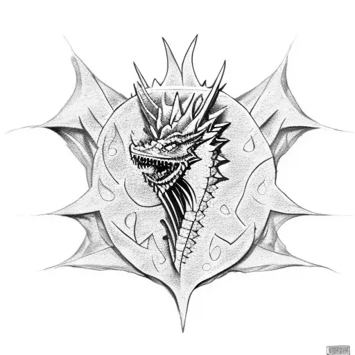 A Game Of Thrones-inspired Tattoo Featuring A Dragon And A Carnation Intertwined