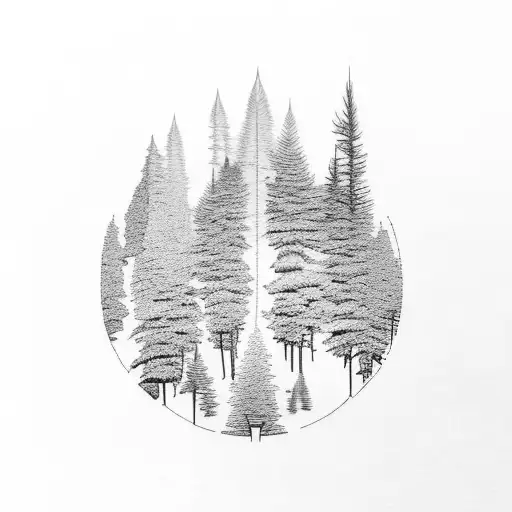 Mountain Range With Pine Trees On The Bottom Og The Mountain