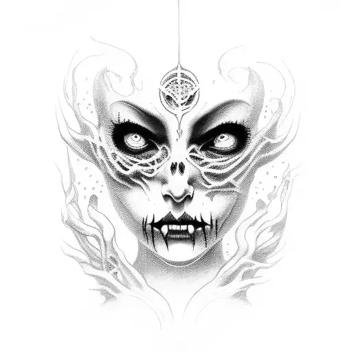 Creepy Gothic Entities With Human Faces