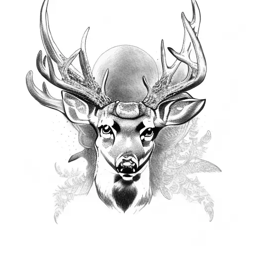 A Full Body Of A Deer With Wings