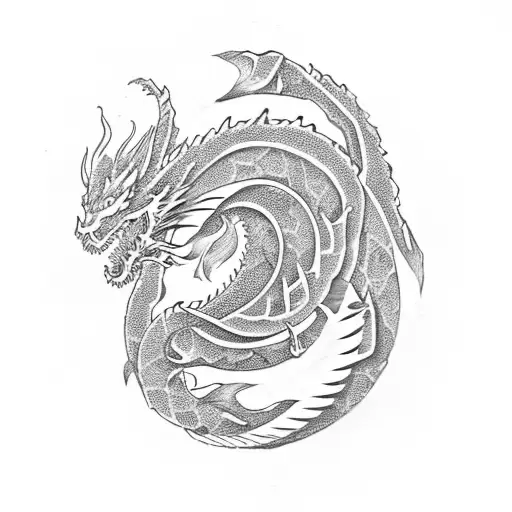 White Dragon And Black Dragon In A Yinyang Shape