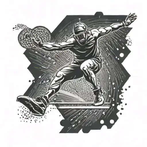 Abstract Representation Of A Long Jump Pit With A Stylized Figure Leaping Across It