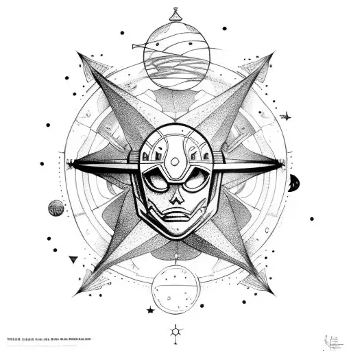 A Ship's Helm Surrounded By Constellations And A Shining Moon