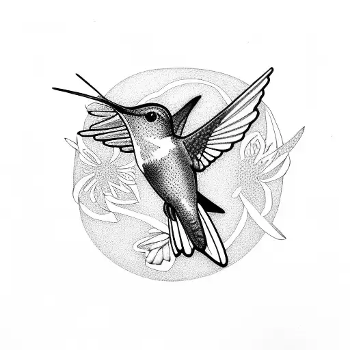 Hummingbird And Flowers