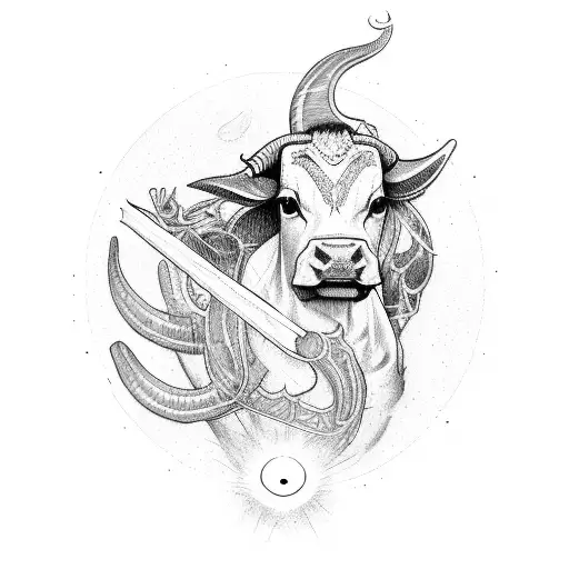 Tyth With Cow Horn And Sun