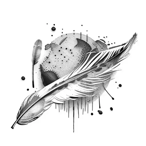 Feather In An Inkblot Where A Crow Flies Away