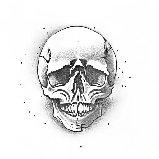 Skull With A Knife Through It With A Snake In The Hand