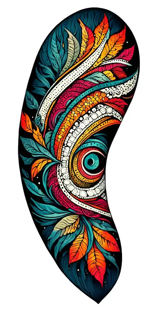 Tribal Tattoo With Many Faded Colours