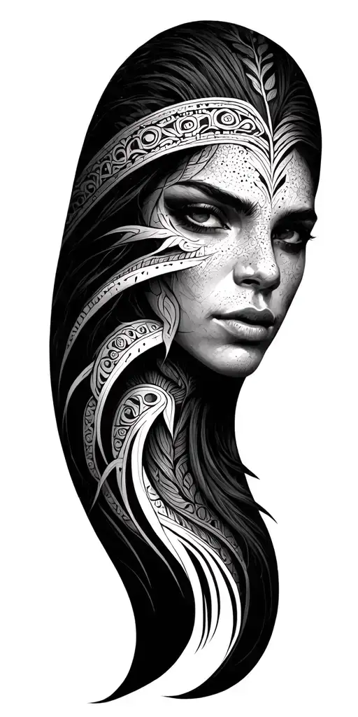 Tribal Tattoo With Strong Fades From Black To Gray