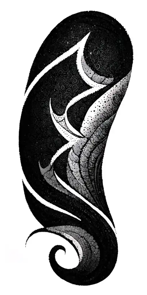 Tribal Tattoo With Slow Fading Colours From Black To Gray