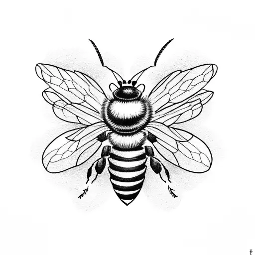 Bee With Flowers Inside The Wings