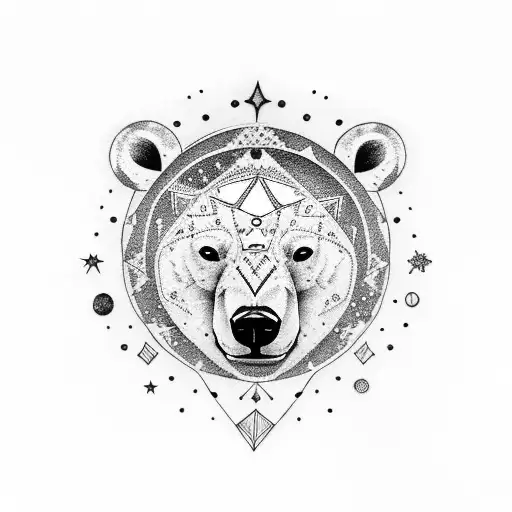 Polar Bear Looking At The Sky And See One Star