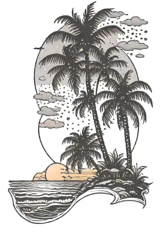 Beach Sunset With Palm