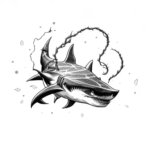 A Beer Bottle Morphing Into A Shark With Anime-style Waves And Lightning