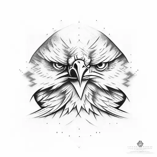 Shoulders Tattoo Of Bald Eagle With Blue Flams Part Cyborg Half Face And One Wing