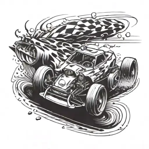 Create A Tattoo Of A Radio Controlled Car Racing Through A Drag Strip