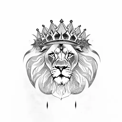 Lion With A Gold Crown And A Chain Of Roses Around The Neck