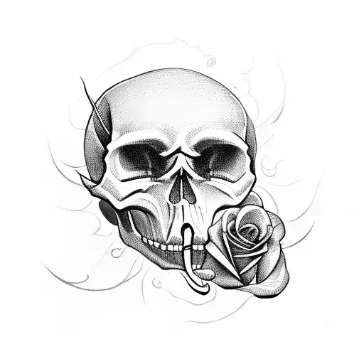 Skull With Mouth Open And Rose Inside