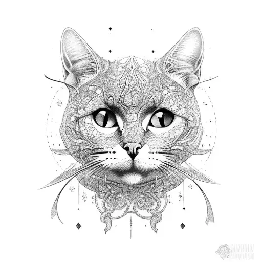 A Knife With Intricate Cat Patterns On The Handle