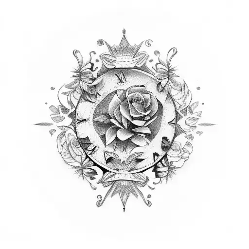 12 26 Roman Numerals With Butterflies And Roses