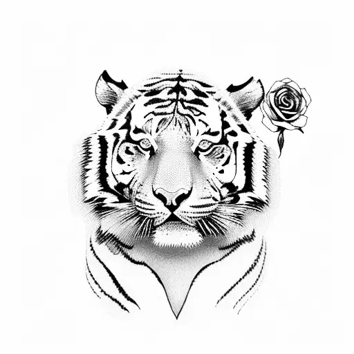 Tiger With Rose