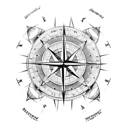 A Detailed Map With A Compass Rose As The Centerpiece