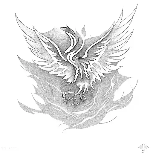 Minimal Phoenix Rising From Ashes Of Rose