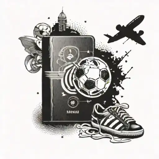 A Traveler's Passport With Music And Soccer Symbols As Stamps