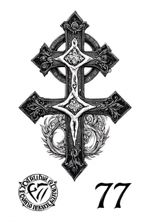 Oreole Of Christ Cross And 777 Symbol In The Blow