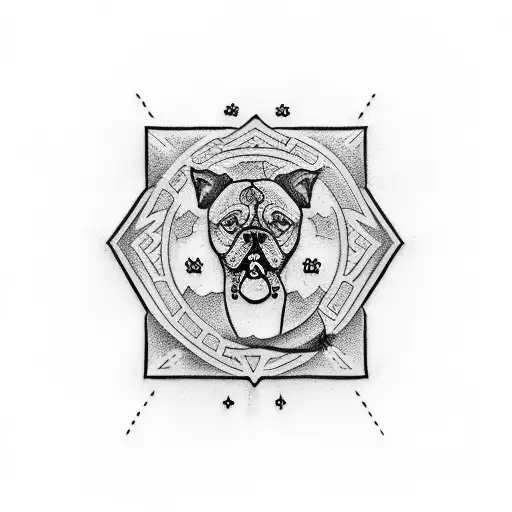 Design A Tattoo Of A Wrestling Championship Belt With A Dog Motif