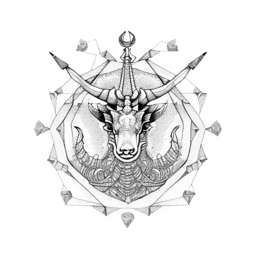 Capricorn Constellation With Intricate Dotwork Details