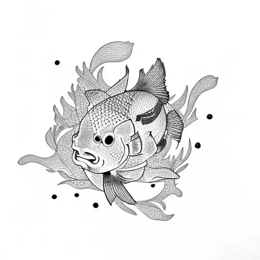 Flower With Koi Fish