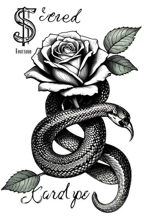 Money Rose Wrapped With A Snake And A Name Written