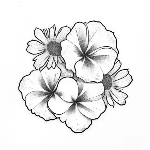 Detailed Pink And Yellow Hawaiian Flowers