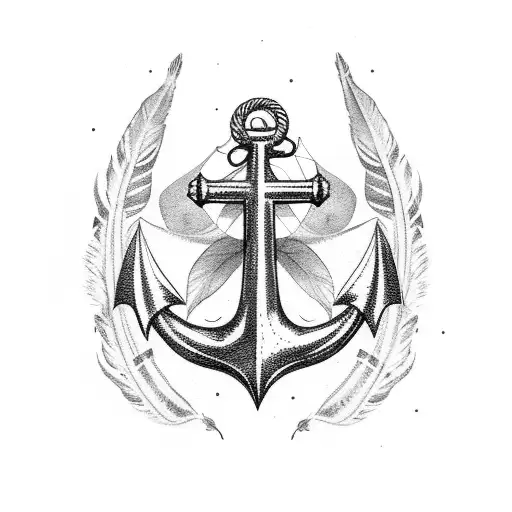 Anchor With Cardinal Feather
