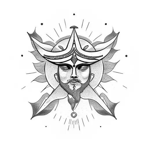 Sun God With Pyramid And Sun