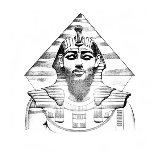Egyptian King With Pyramid And Sun