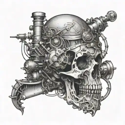 An Intricate Ship Engine Design With A Skull Incorporated