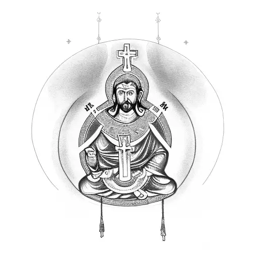 St Georges And The Drago Christian Orthodox Cross Buddha Laughing Monk