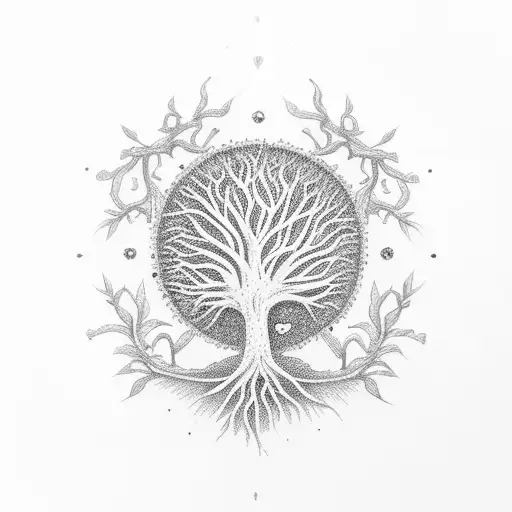 Tree Of Life Inside Hour Glass