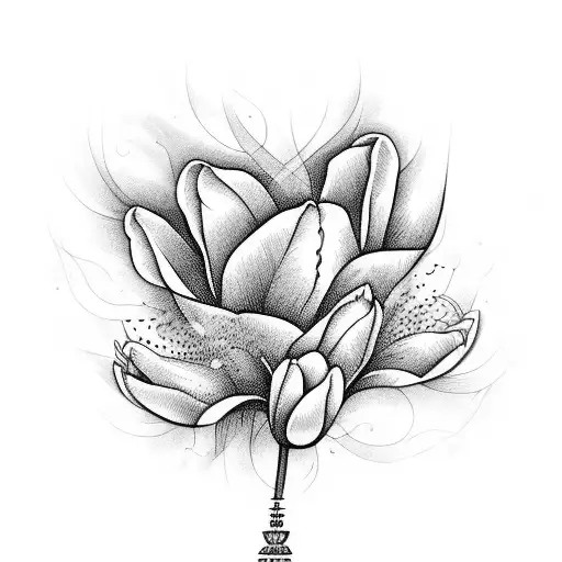 A Beautiful Tulip Bouquet Surrounded By Delicate Tribal Patterns Symbolizing Love And Family