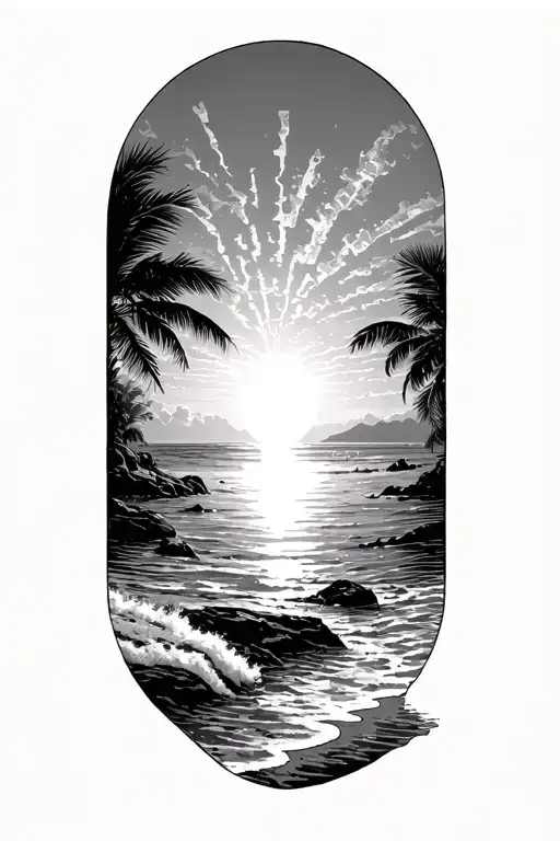 Beach Sunrise With Greek Key Intertwined