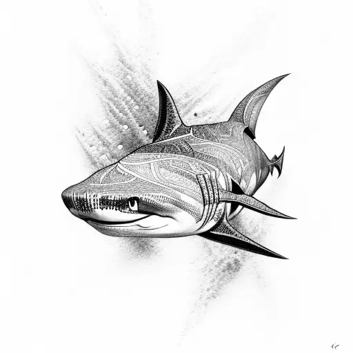 A Mesmerizing Maori-inspired Shark Design With Intricate Dotwork Details