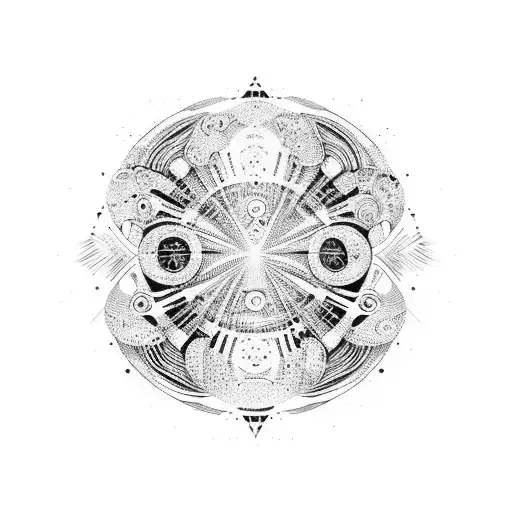 A Dotwork Design Featuring Abstract Elements Inspired By Wassily Kandinsky