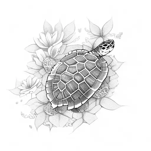 Turtle With Flowers