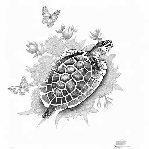Turtle With Flowers