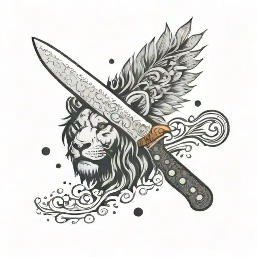 A Fierce-looking Chef's Knife With A Roaring Lion Head As The Handle