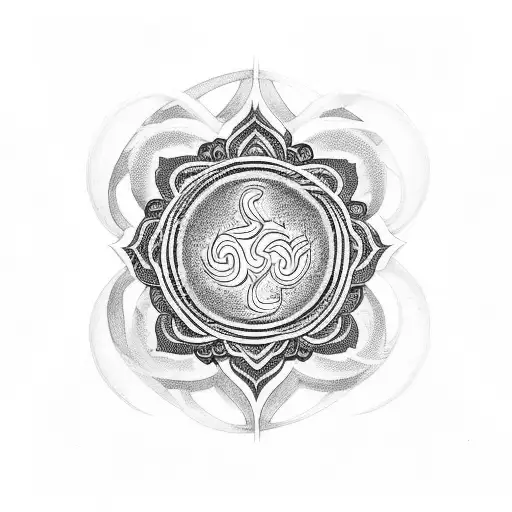 Om Tattoo In Black And Red Design